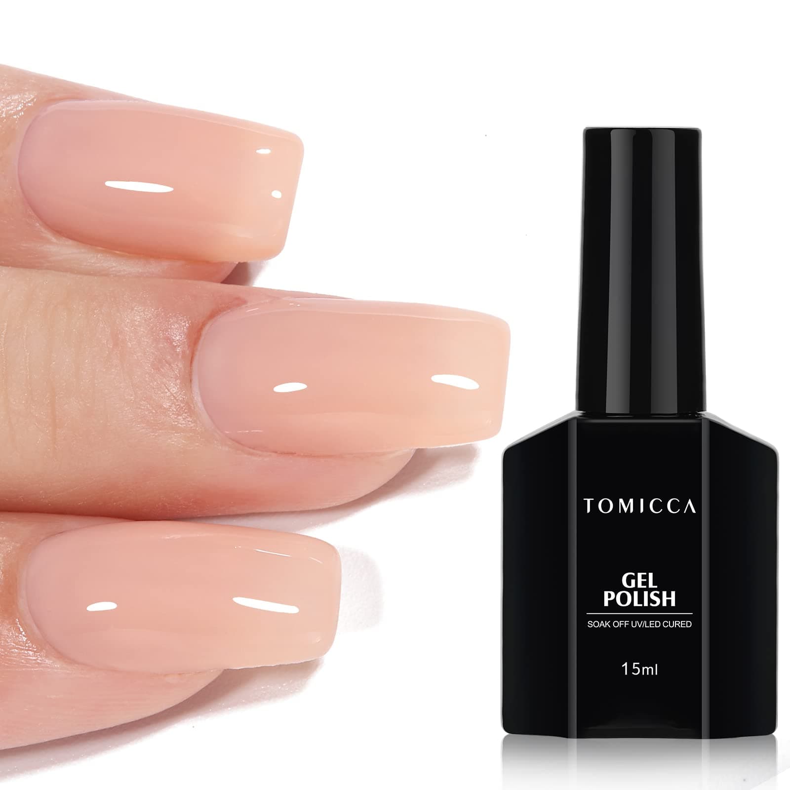 TOMICCA UV Nagellack Nude-rosa, 15ml - Gel UV LED Soak Off Manicure Gel Lacquer Varnish