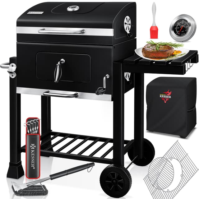 🔥 KESSER® Grillwagen BBQ Smoker XL Holzkohlegrill 🍔🌭🥩