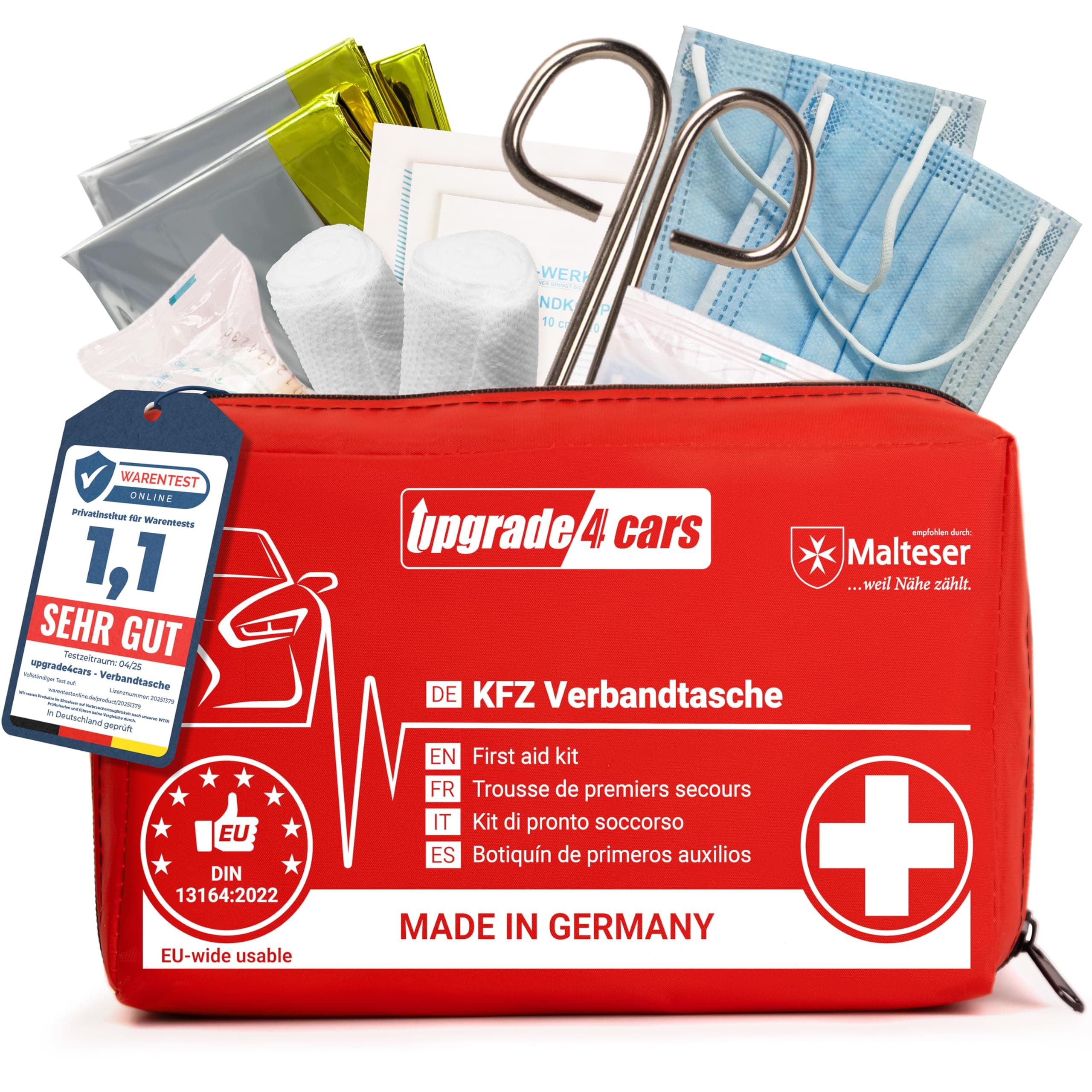 Upgrade4cars Auto Verbandskasten 2025 DIN 13164 - Made in Germany - Erste Hilfe Set Europaweit Gültig