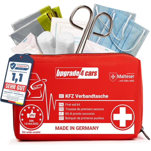 Upgrade4cars Auto Verbandskasten 2025 DIN 13164 - Made in Germany - Erste Hilfe Set Europaweit Gültig