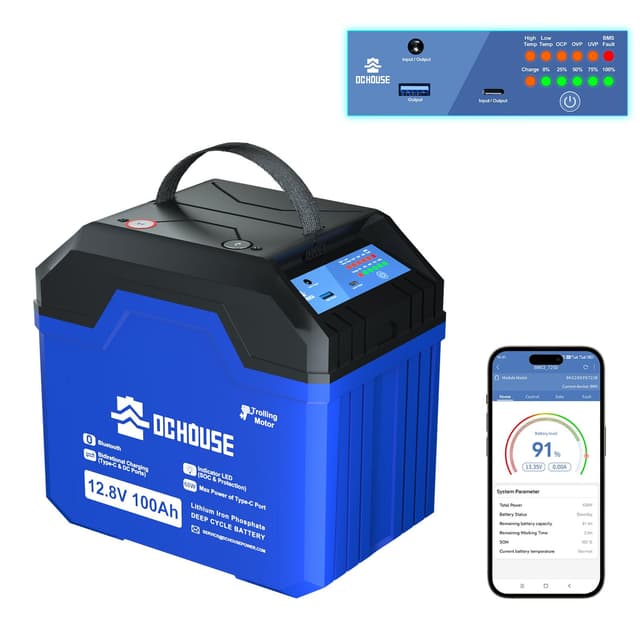 DCHOUSE 12V 100Ah LiFePO4 Bluetooth Batterie 🚗🔋