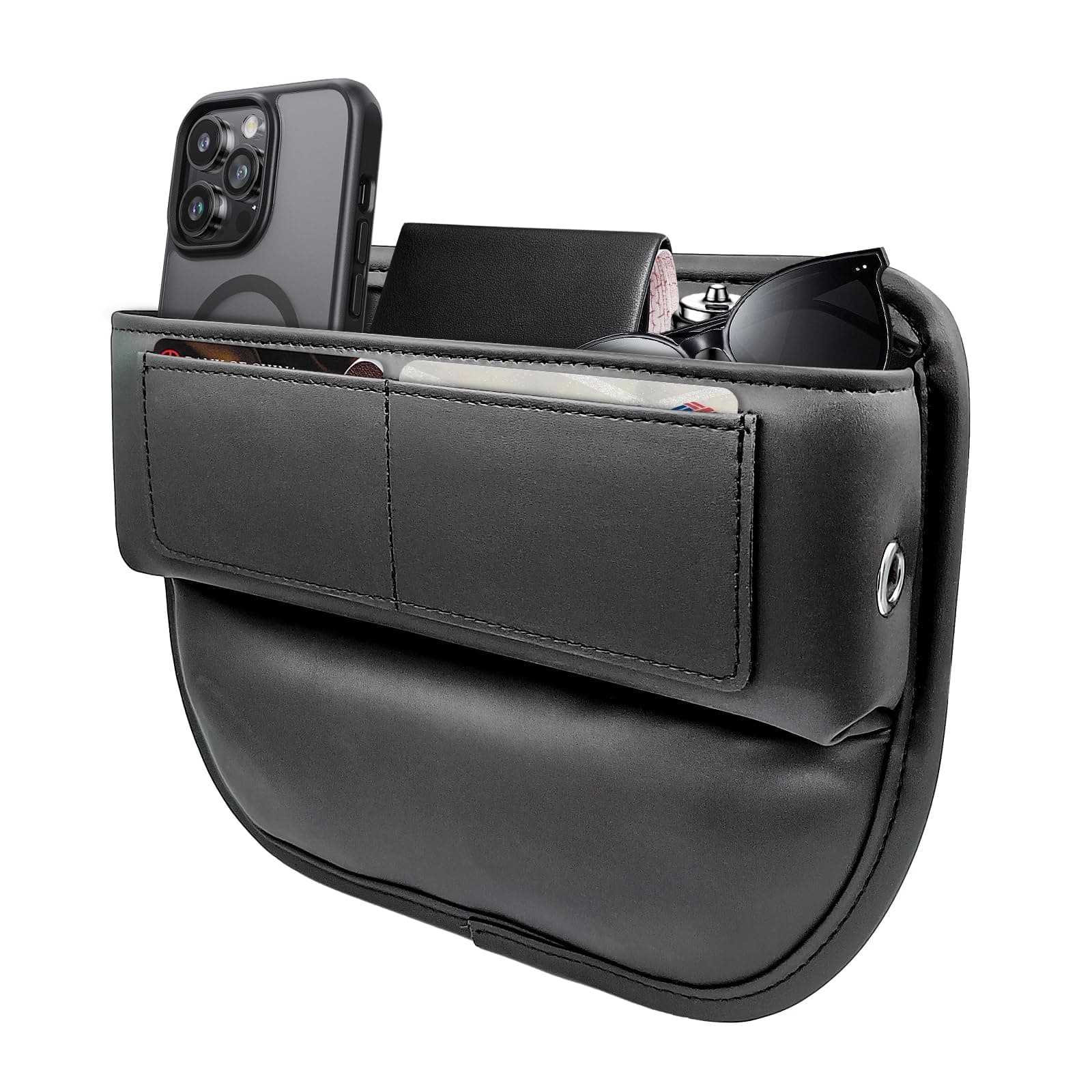 🚗 Premium Leder Autositz Sitzlückenfüller Organizer - Schwarz 1P