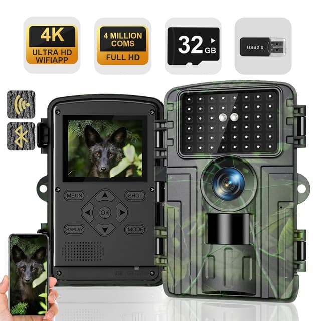 🦌📸 4K Video Wildtierkamera mit WLAN & Nachtsicht
