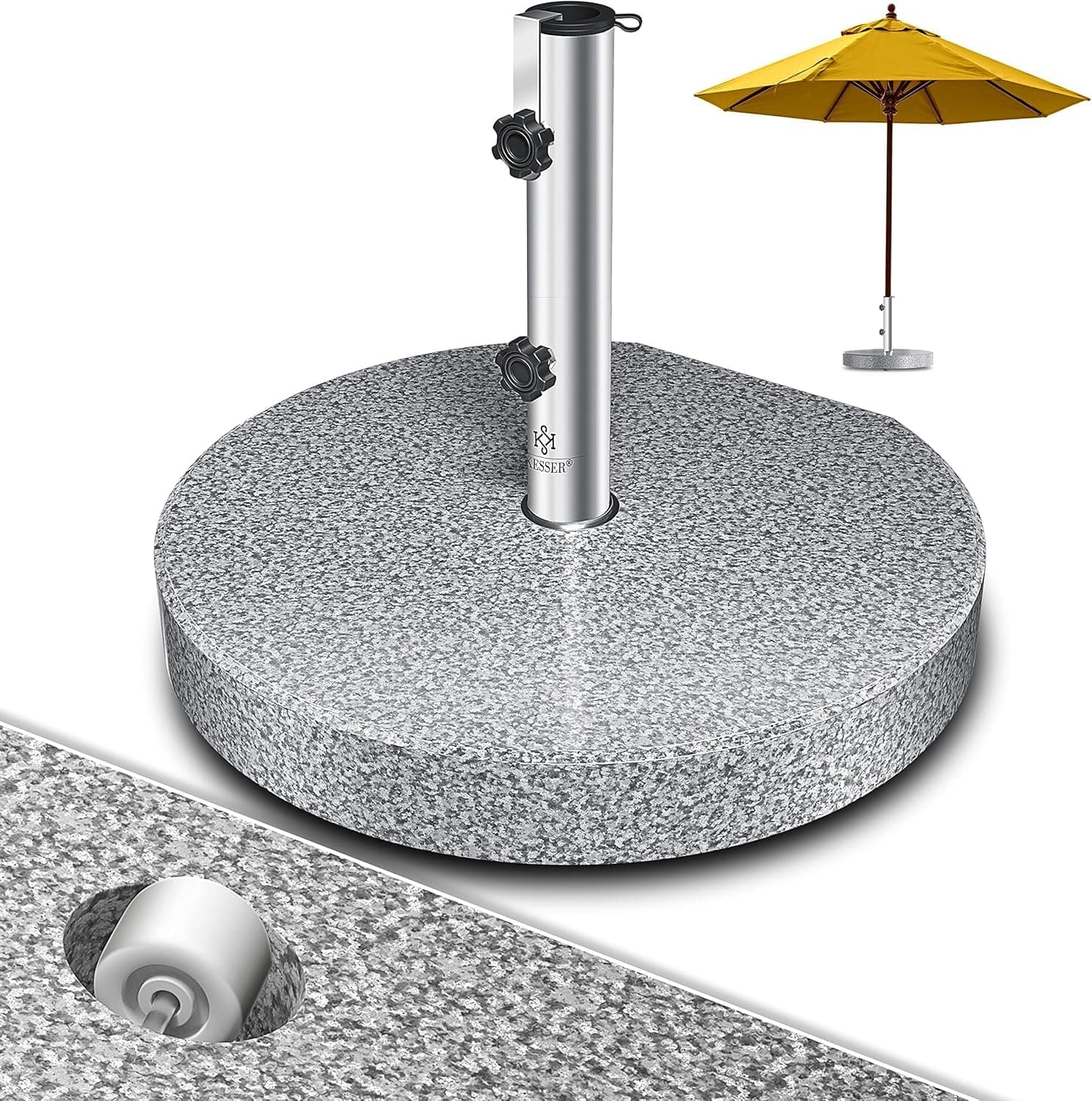 🌞 KESSER® Granit Sonnenschirmständer mit Edelstahlrohr - Hochwertiger Schirmständer für Garten und Balkon 🌿