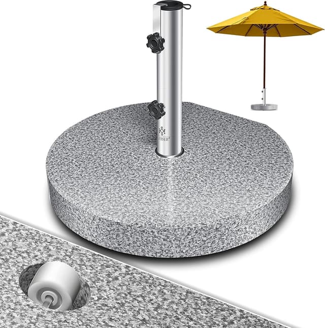 🌞 KESSER® Granit Sonnenschirmständer mit Edelstahlrohr - Hochwertiger Schirmständer für Garten und Balkon 🌿