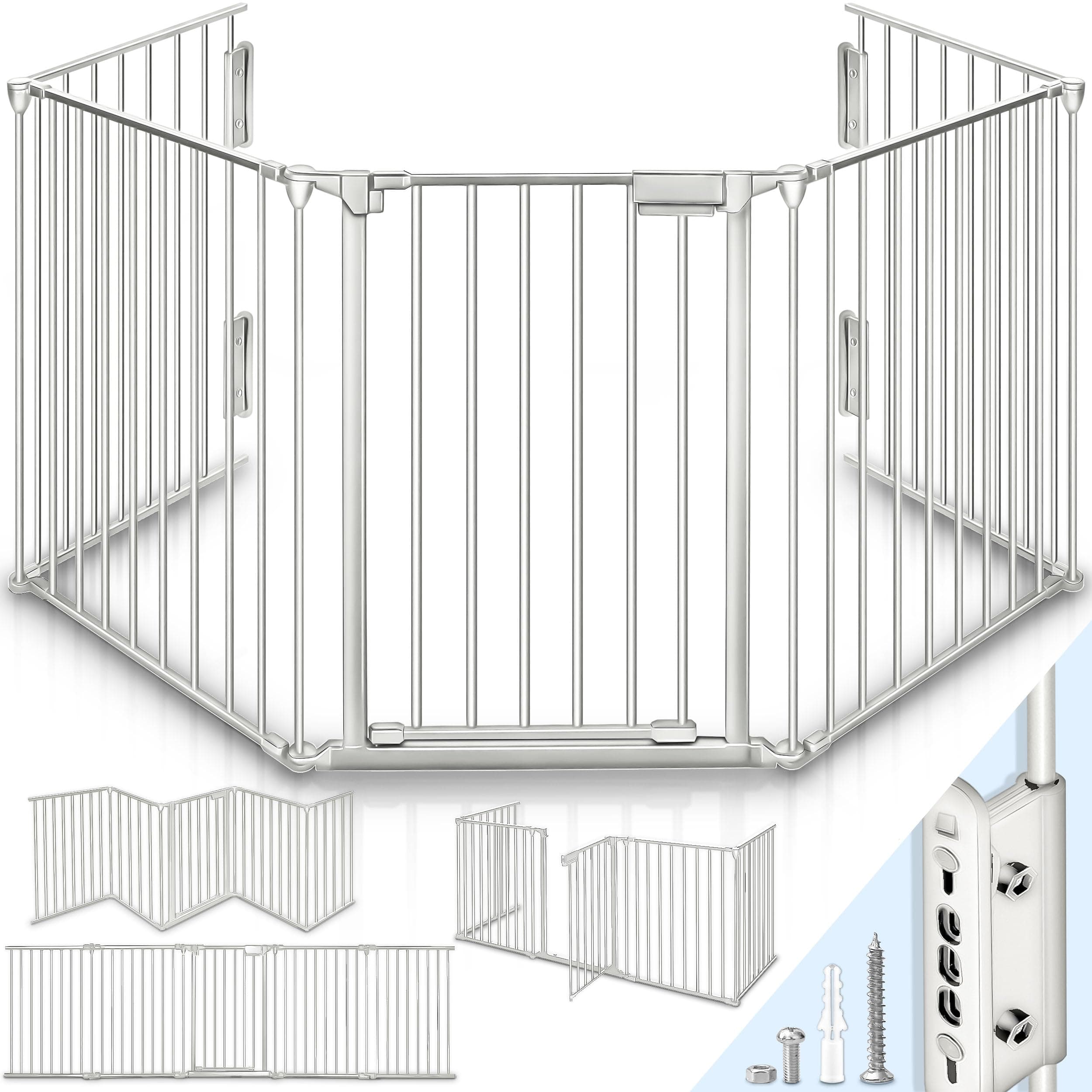 🔥 KIDUKU® Kaminschutzgitter mit Tür Metall 300 cm | Absperrgitter Ofenschutzgitter faltbar 🔥