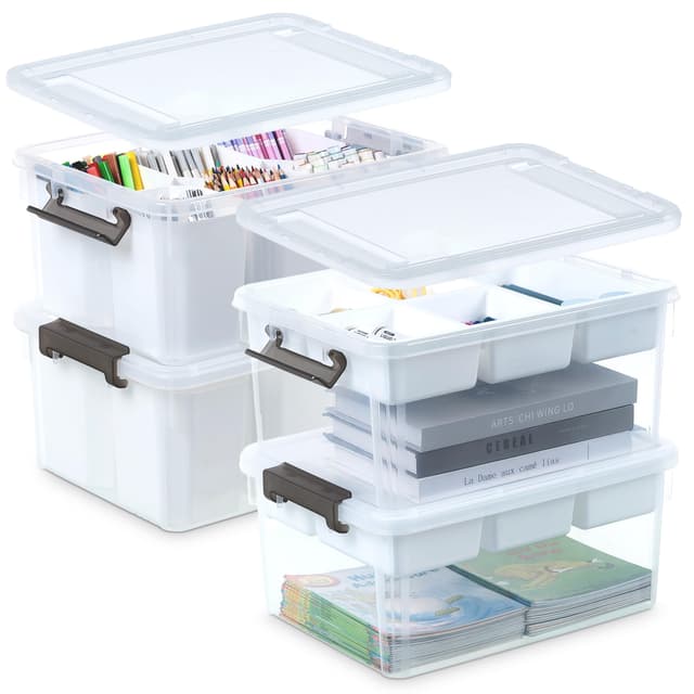 🏙️📦 Citylife 2+2 Aufbewahrungsboxen mit Deckel, 16L aus Kunststoff | Craft Veranstalter