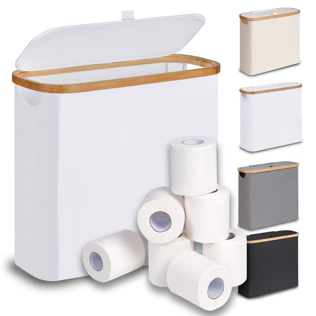 🧻🧺 efluky 28L Toilettenpapier Aufbewahrung Korb mit Deckel, Bambus Toilet Paper Organizer 🧻🧺