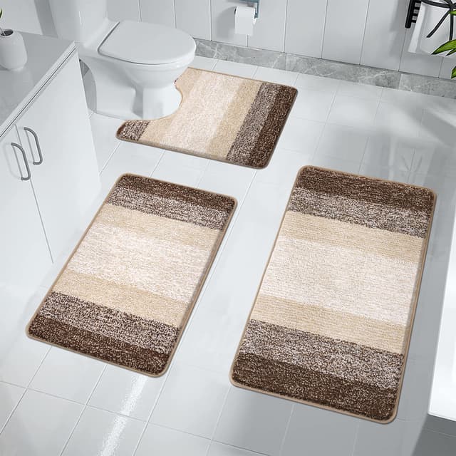 Enyhom Badteppich Set 3 Teilig 🚿 Weich Hochflor Duschteppich Badematte Toilettenmatte