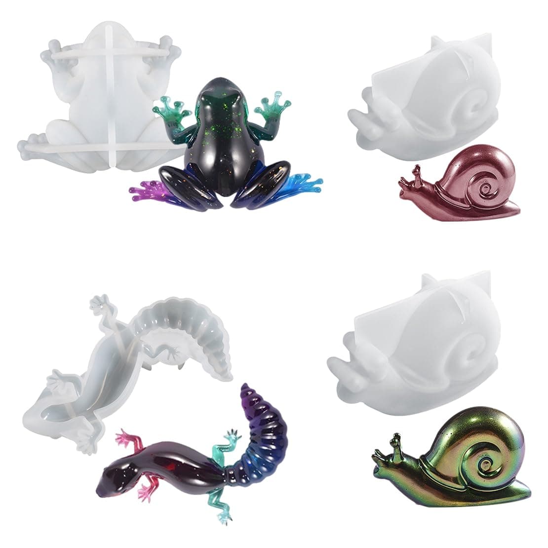 DeryArcle 4 Stück Epoxidharz Formen Tiere 3D 🦎🐸🐌