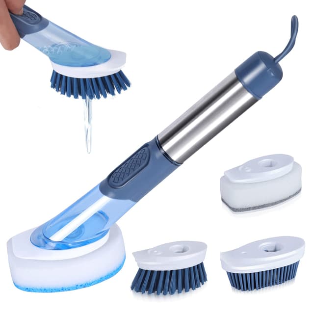 🧼🍳 Spülbürste mit Spülmittelspender, MASTERTOP Befüllbare Spülbürste Set 🍽️