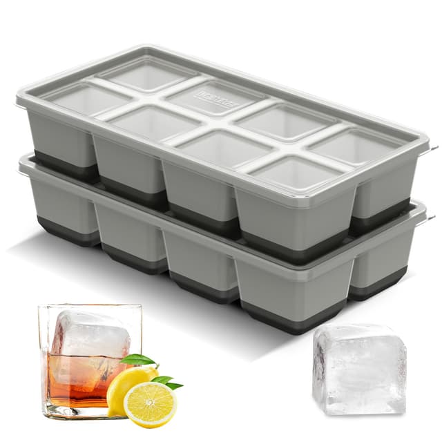 VEHHE Eiswürfelform BPA-frei, 2er-Pack Eiswürfelform Silikon mit Deckel 😎