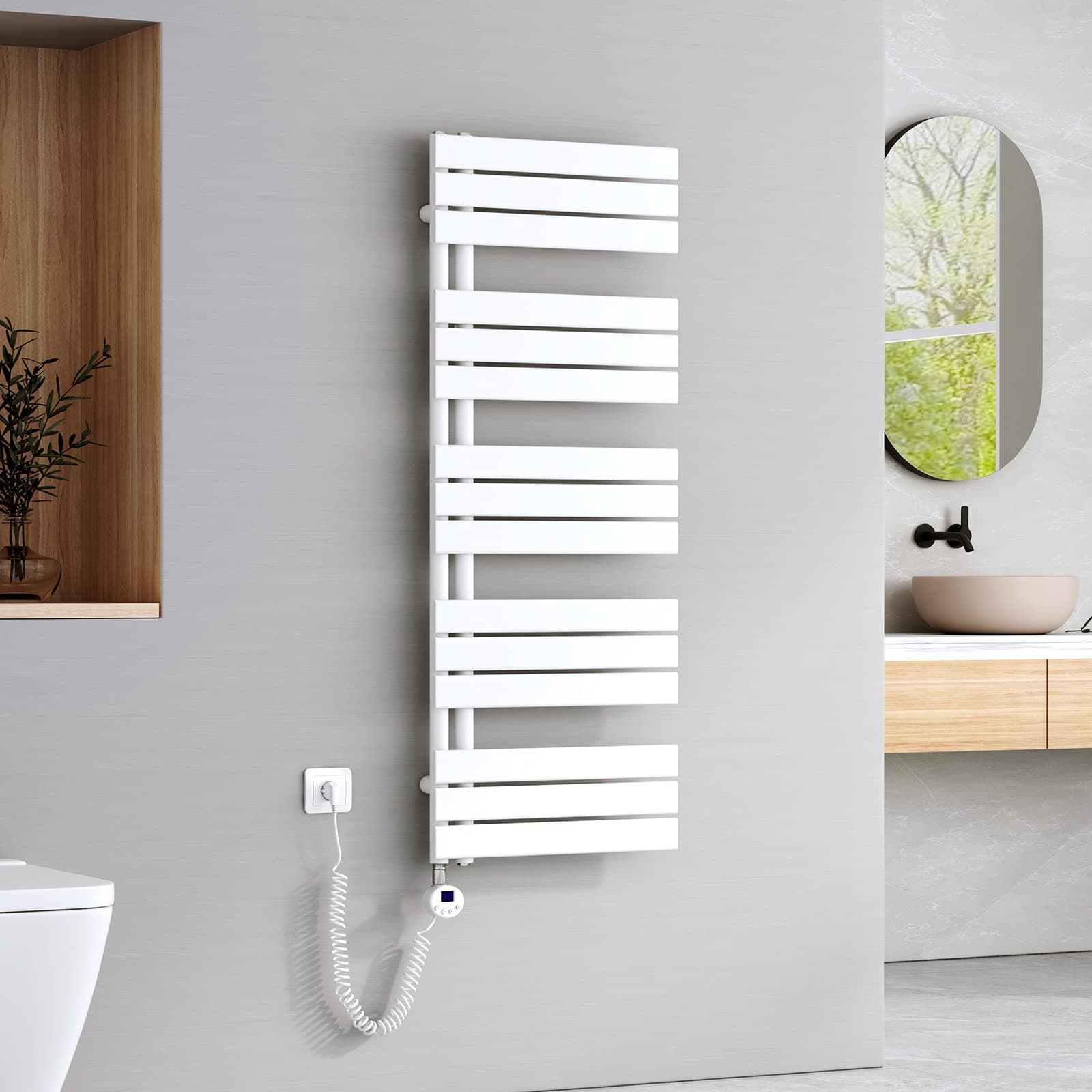 EMKE Elektrischer Badheizkörper 1320x500mm mit Thermostat Weiß 800W 🛁🔥
