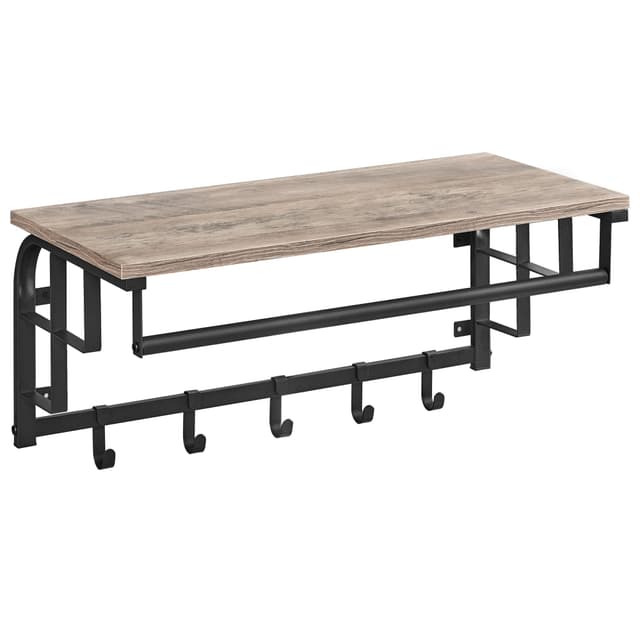 🌟 VASAGLE Wandgarderobe mit Ablage und Haken 🧥👜🔑 Greige + Schwarz - 18.25€