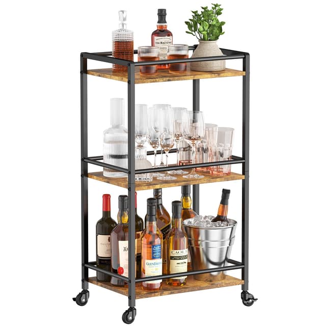 Lifewit Servierwagen mit Rollen - 3-stöckiger Küchenwagen 🍷🍴🛒