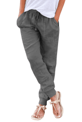 Damen Sommer Leinenhose 🌞👖 | Casual Freizeithose Stretch | Dunkelgrau