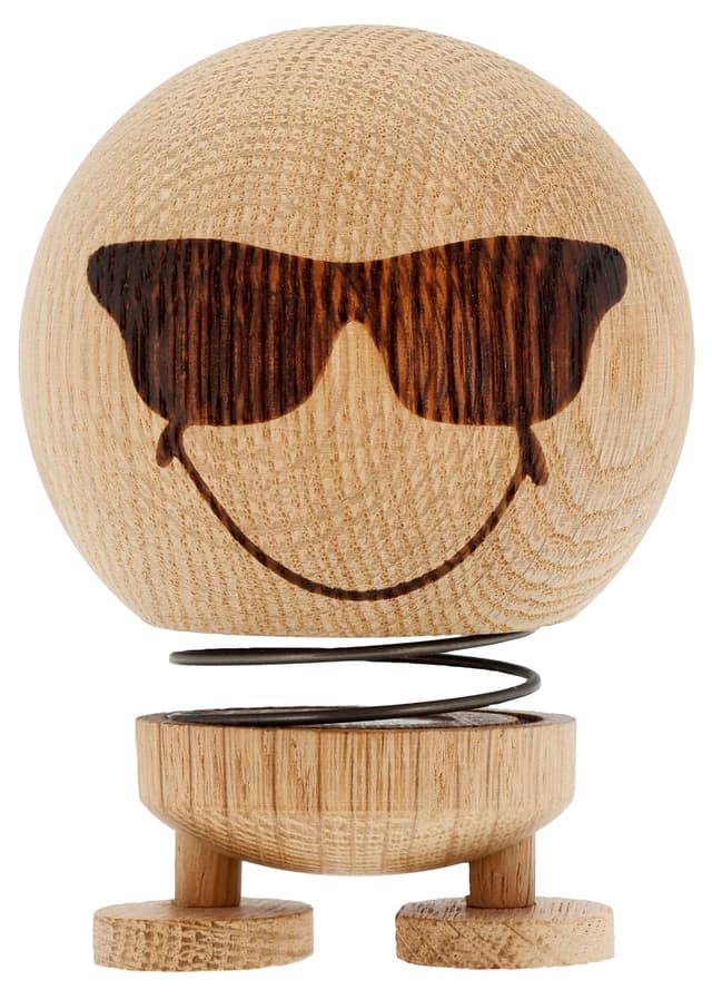 Hoptimist Smiley Cool Wackelfigur & Glücksbringer aus Holz 🌟 Skandinavische Deko 🌈 Büro Gadgets 🎁