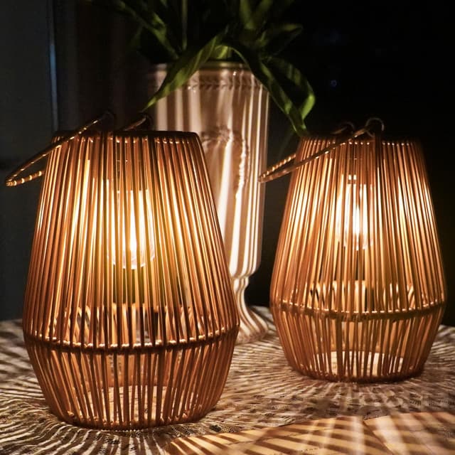 KagoLing Solar Laternen für Außen 🌞🏡 2 Stücke Solarlampen für Draußen im Böhmischen Stil mit LED-Glühbirne