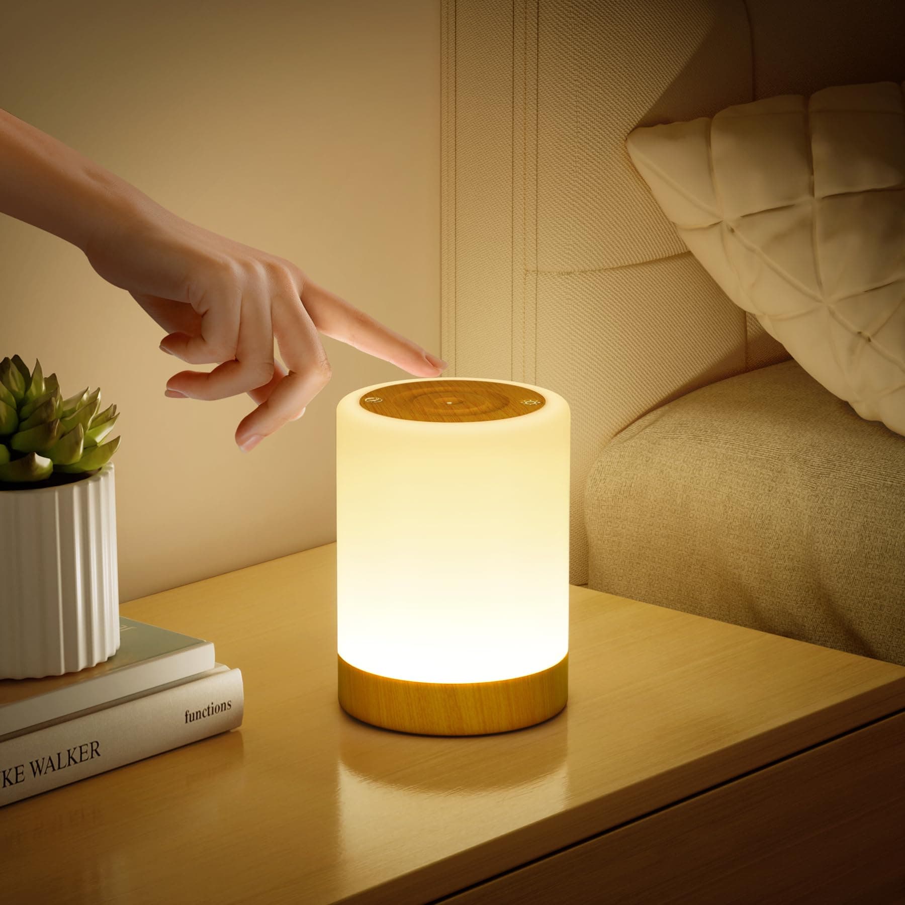 🌙 Nachttischlampe Touch Dimmbar, 4 Modi & 256 RGB Farbwechsel Warmes LED Nachtlicht Kinder