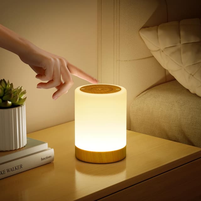 🌙 Nachttischlampe Touch Dimmbar, 4 Modi & 256 RGB Farbwechsel Warmes LED Nachtlicht Kinder