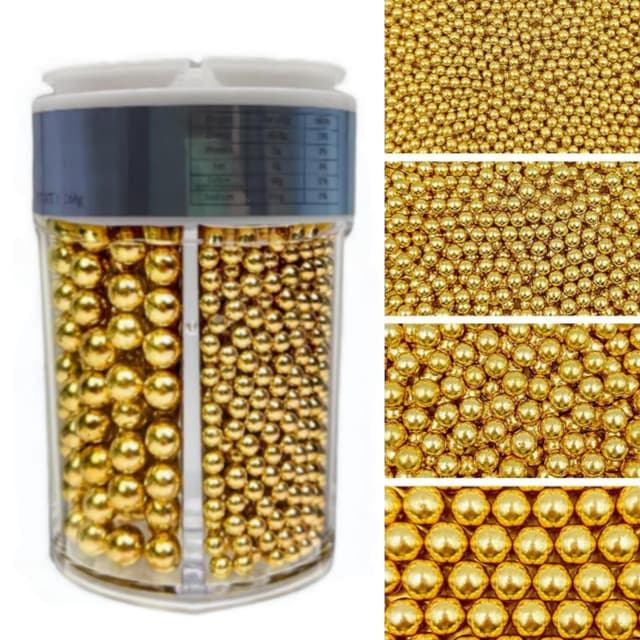 Essbare Süßigkeiten Kuchen Dekoration Gold Perlen 2mm 4mm 7mm 10mm 168G Caketopper
