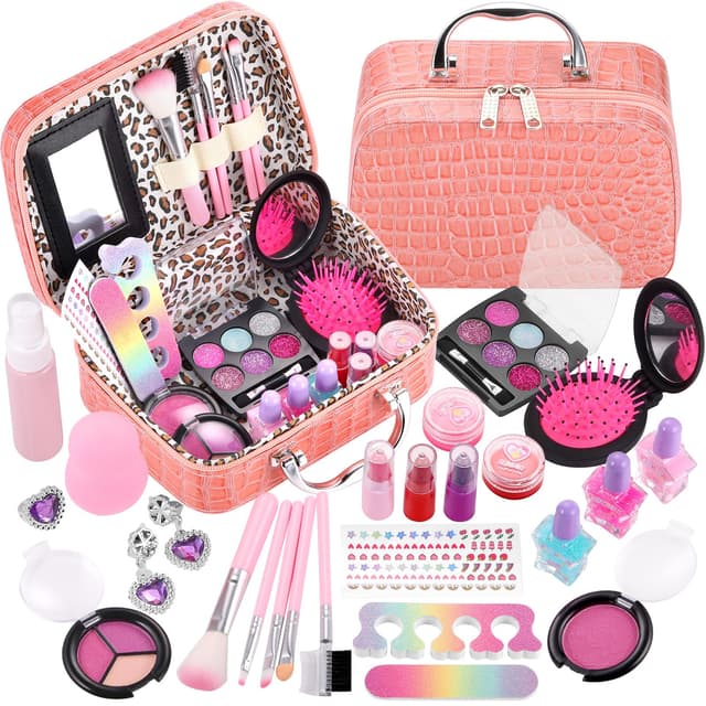 🌟 GAGAKU Kinderschminke Pretend Make up Spielzeug Set, 26PCs Waschbar Schminke Kinder Schminkkoffer Spielzeug