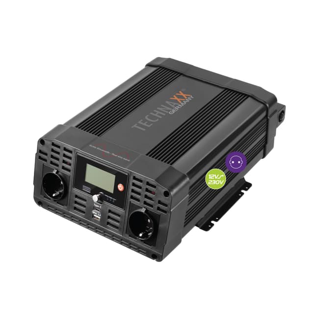 🔋 Technaxx KFZ Wechselrichter 12V auf 230V Reiner Sinus 3000W/6000W –TE23 black TE23 Single ⚡️