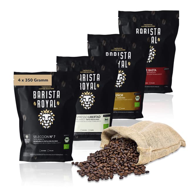 Espresso Bohnen Probierset 4 x 350g | Entdeckerpaket | Robusta & Arabica