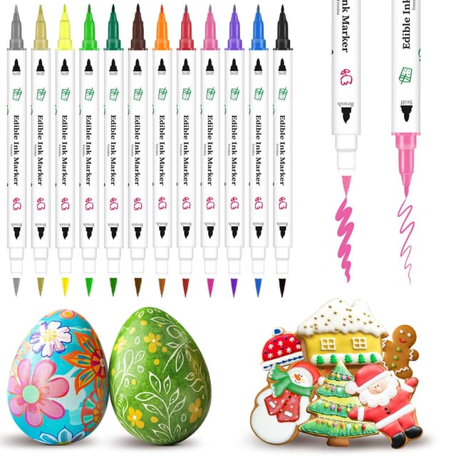 Treedoa Lebensmittelfarbe Stifte Backen - 12 Bunte Marker für Kekse, Kuchen und mehr! 🎨🍰
