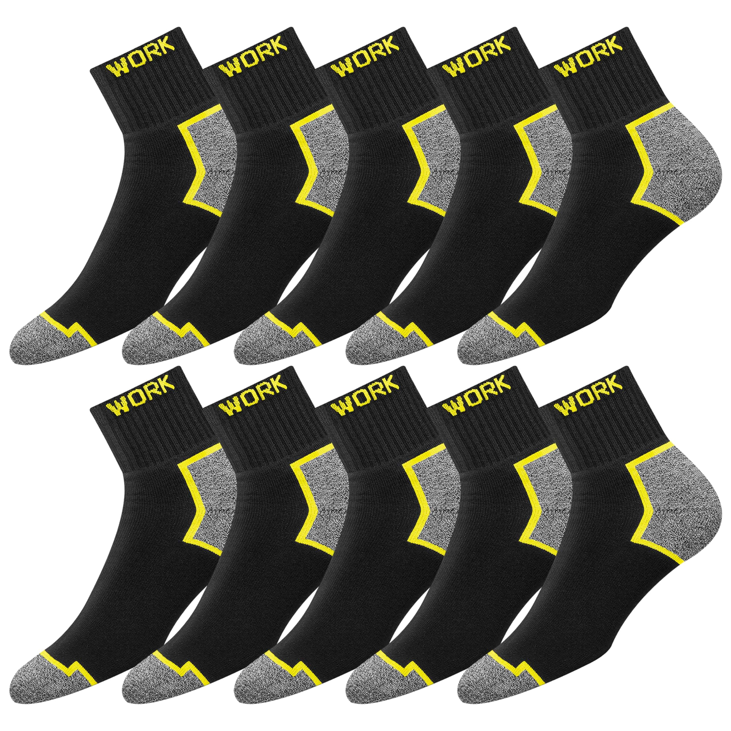 🧦 SOXCO 10 Paar Kurze Arbeitssocken Herren Quarter Socken WORK Socks 43-46 Schwarz