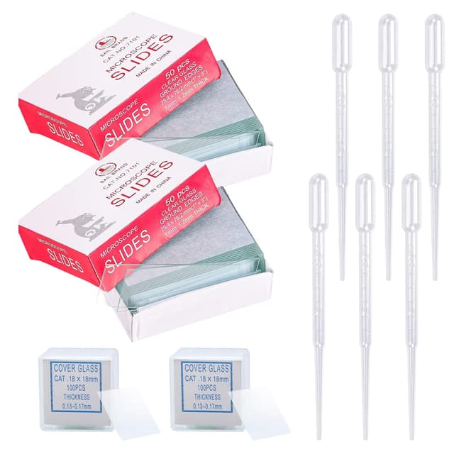Xmart 100 Stück Objektträger und 200 Stück Deckgläser 😍 Mattierte Kanten Vorgereinigte Mikroskop Objektträger Deckgläser 🧫