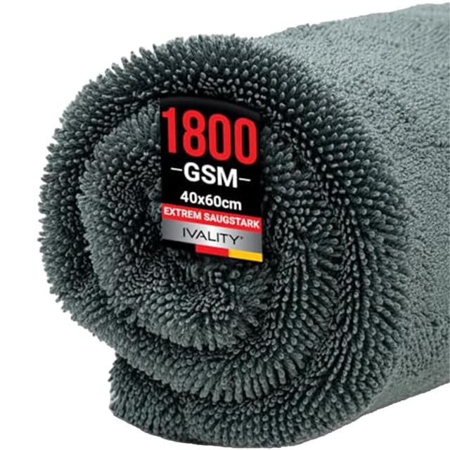 Ivality® Auto Trockentuch Groß 40x60 cm 🚗🧼 - 1800 GSM Ultra Saugstarke Mikrofasertücher für Autopflege und Motorrad