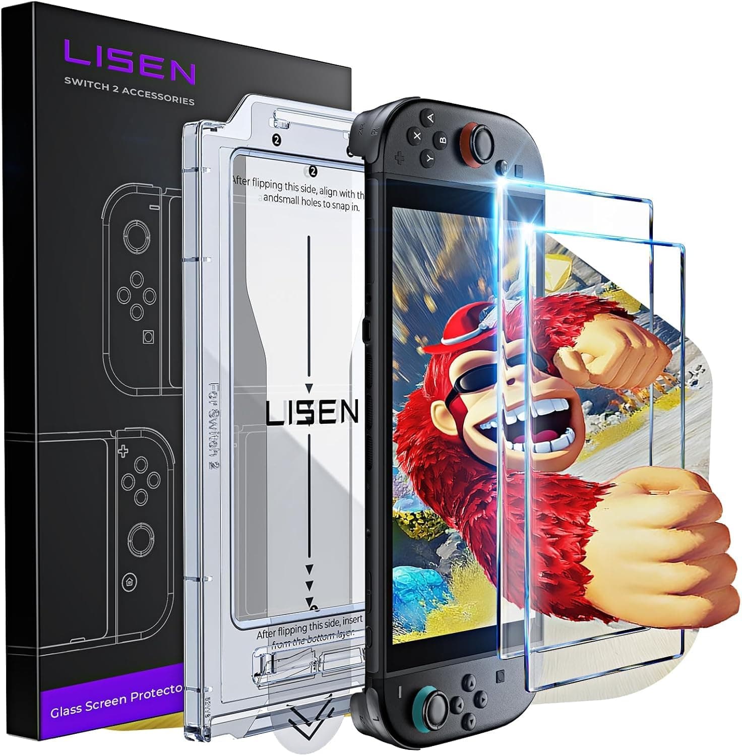 LISEN 2 Stück Panzerglas für Nintendo Switch 2 Schutzfolie