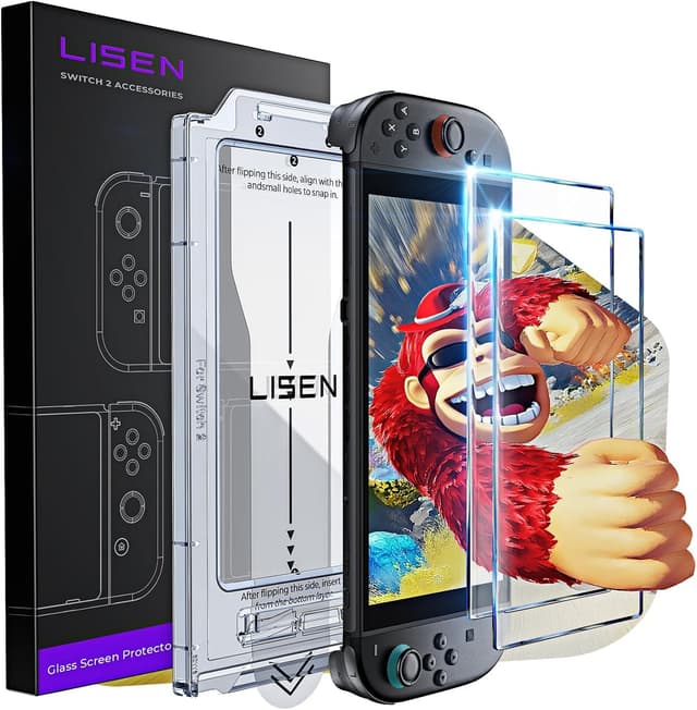 LISEN 2 Stück Panzerglas für Nintendo Switch 2 Schutzfolie