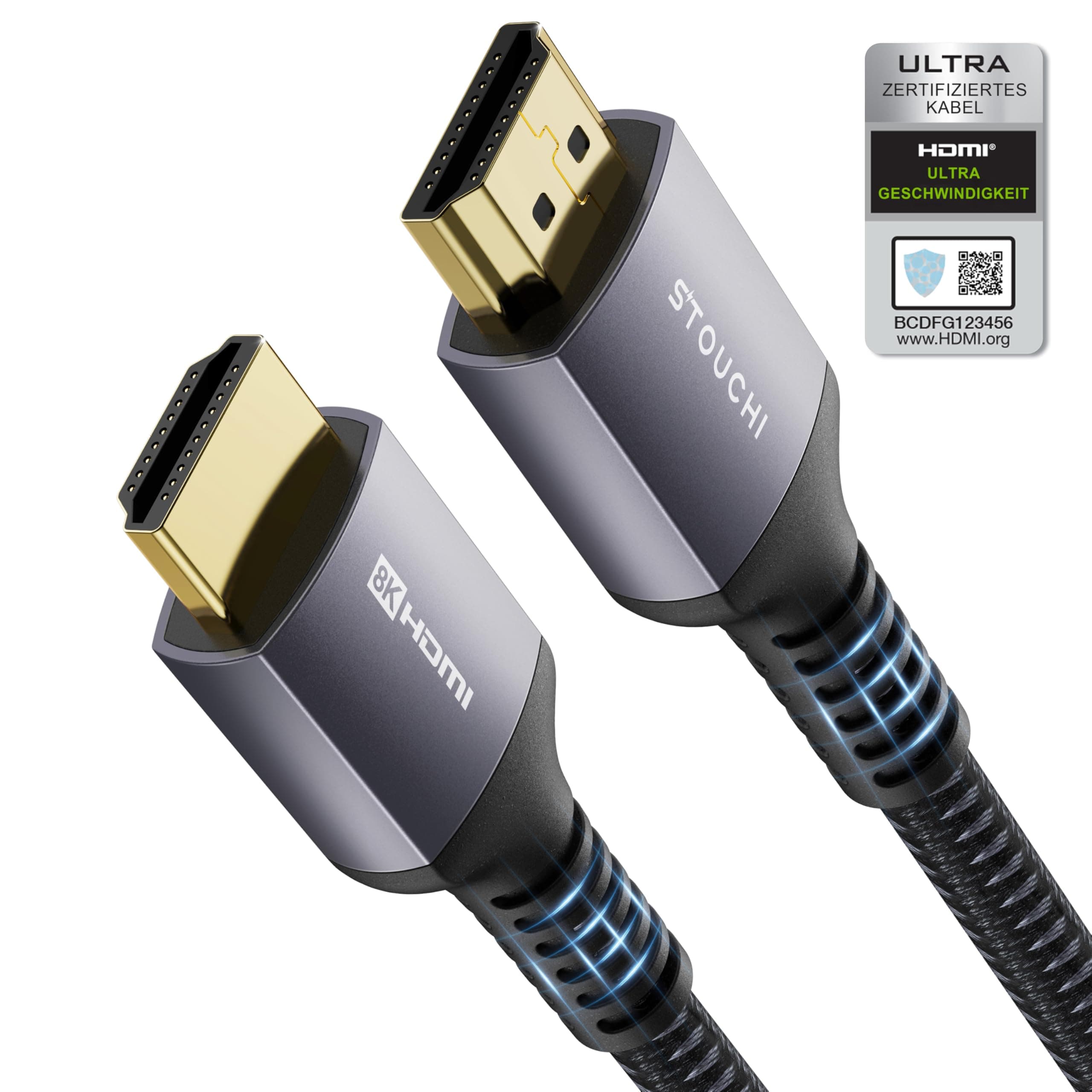🔥 Stouchi 2m HDMI Kabel 8K 10K 4K Zertifiziert Ultra High Speed ​​48Gbps 4K120 144Hz RTX 3080 eARC HDR10 4:4 HDCP 2.2 & 2.3 Dolby kompatibel 🔥