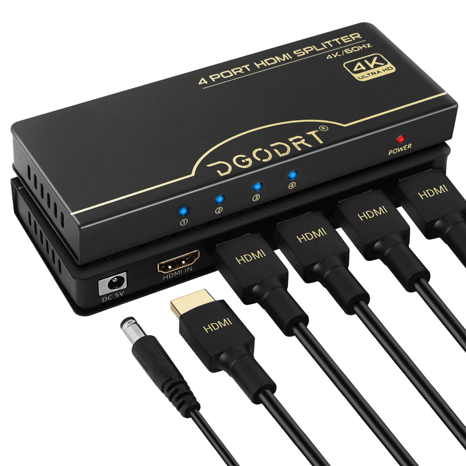 HDMI Splitter 4K 60Hz, 1 in 4 Out 🌟