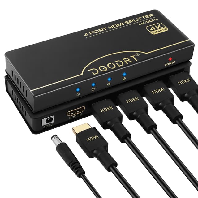 HDMI Splitter 4K 60Hz, 1 in 4 Out 🌟