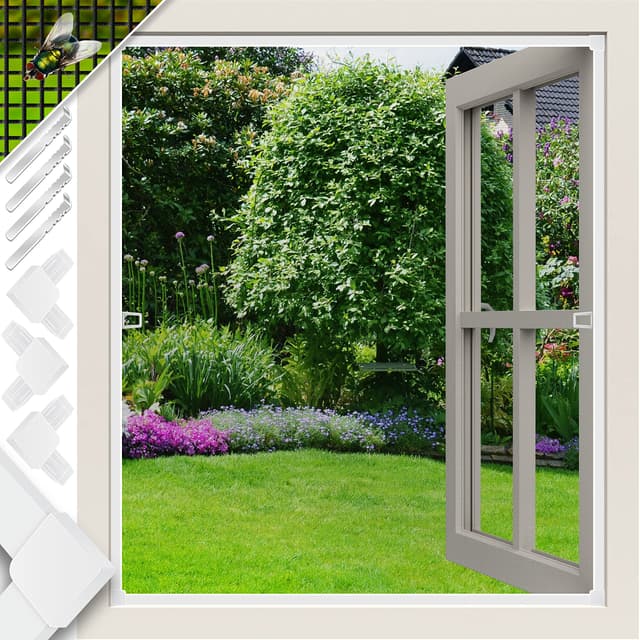 🪰🪲 KESSER® Fliegenschutzgitter für Fenster mit Aluminium Rahmen 80x100 cm Weiß