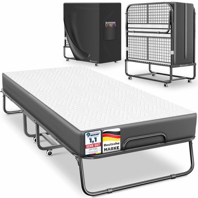 🛏️ KESSER® Klappbett 200x90cm Gästebett inkl. Matratze aus Memory-Schaum & Rollen 🌟