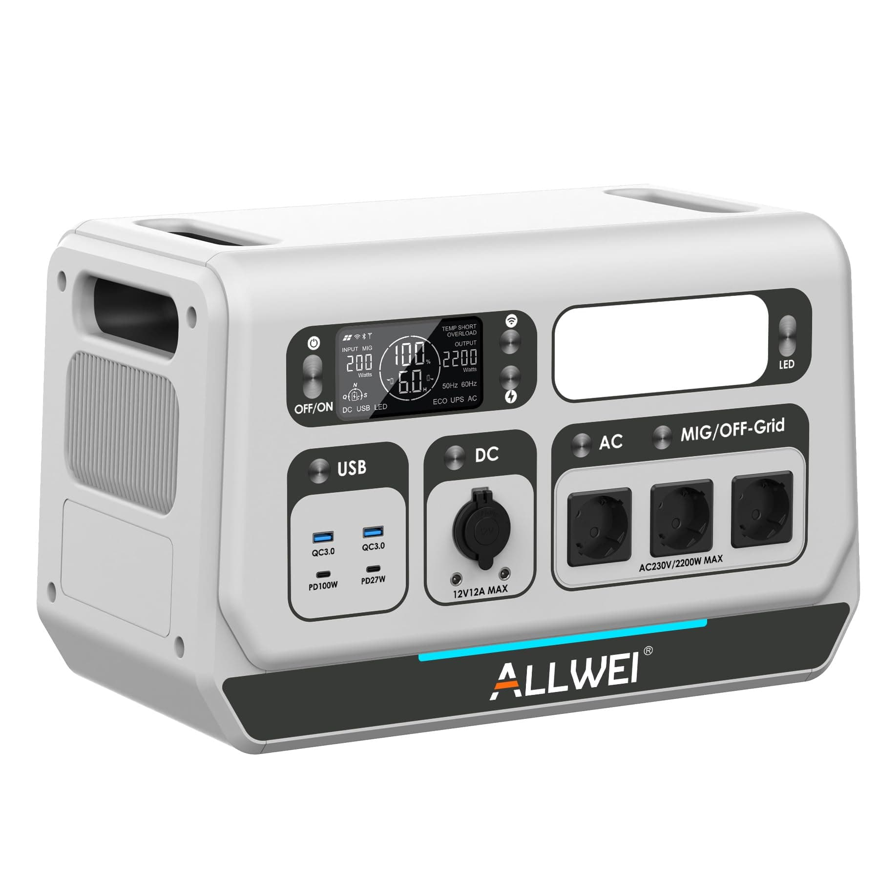 🌞 ALLWEI Balkonkraftwerk mit Speicher, 2048Wh LiFePO4 Powerstation Grid All-in-one Gerät 🌞