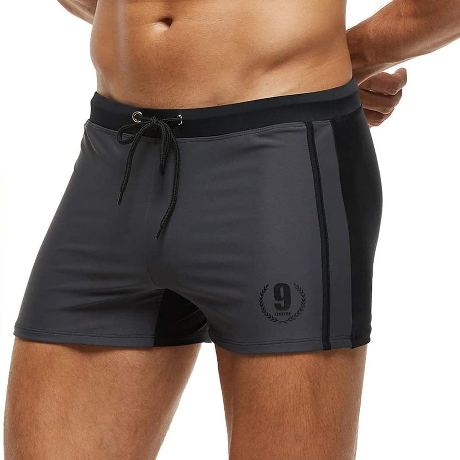 Arcweg Badehose Herren Eng Kurz Badeshorts mit Tunnelzug Schwimmhose Wassersport Kurze Hose UV Schutz Jungen Schwimmwear Schulschwimmen L Grau 🩳