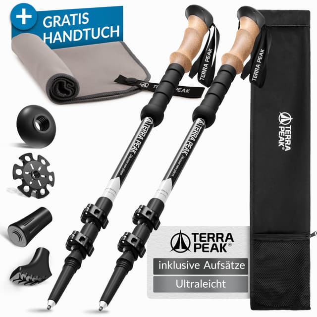 🌟% Terra Peak® Premium Wanderstöcke Teleskop ultra-leicht aus Carbon o. Aluminium