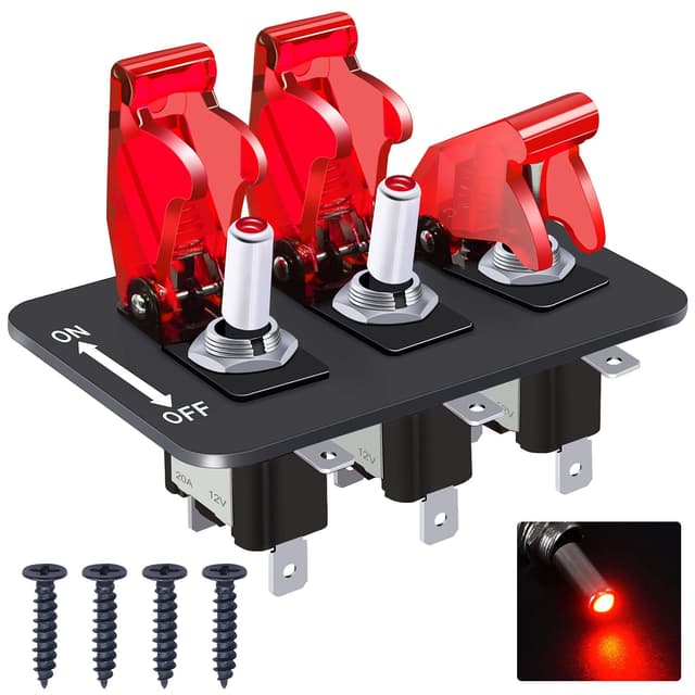 Taiss/3 Gang LED Kippschalter Panel 12V 20A 🏎️🔴