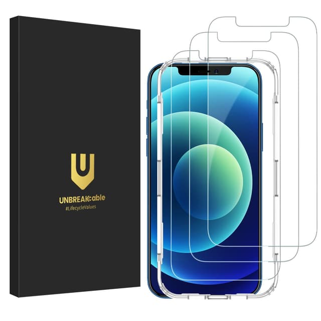 UNBREAKcable Panzer Schutz Glas für iPhone 12 und 12 Pro [3 Stück]