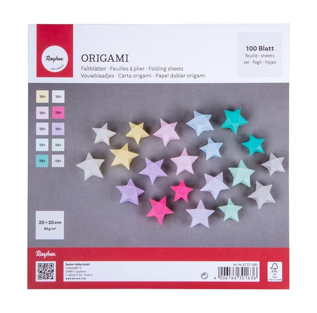 🎨🎉 Tolles Angebot: Rayher Origami-Faltblätter Set 100 Blatt 20x20cm Pastelltöne