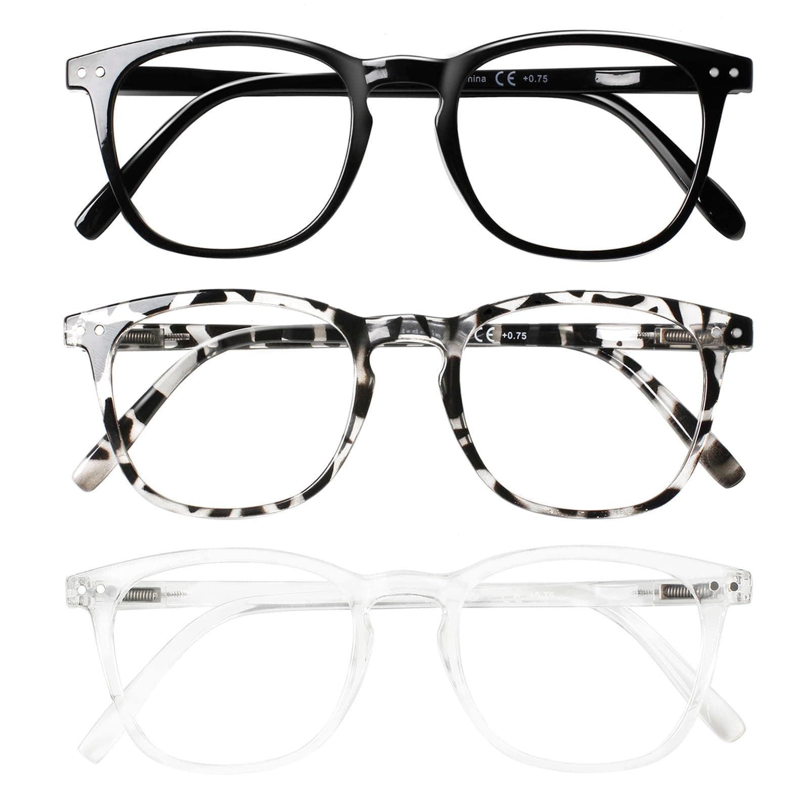 👓👀 COJWIS Lesebrille 3er Pack Herren Damen Brille Runder Rahmen Blaulichtfilter Federscharnier Leser Schwarz/Schildpat Brillen (Schwarz Schildpatt Durchsichtig, 1.00, x) Schwarz Schildpatt Durchsichtig 1.0 x - Angebot!