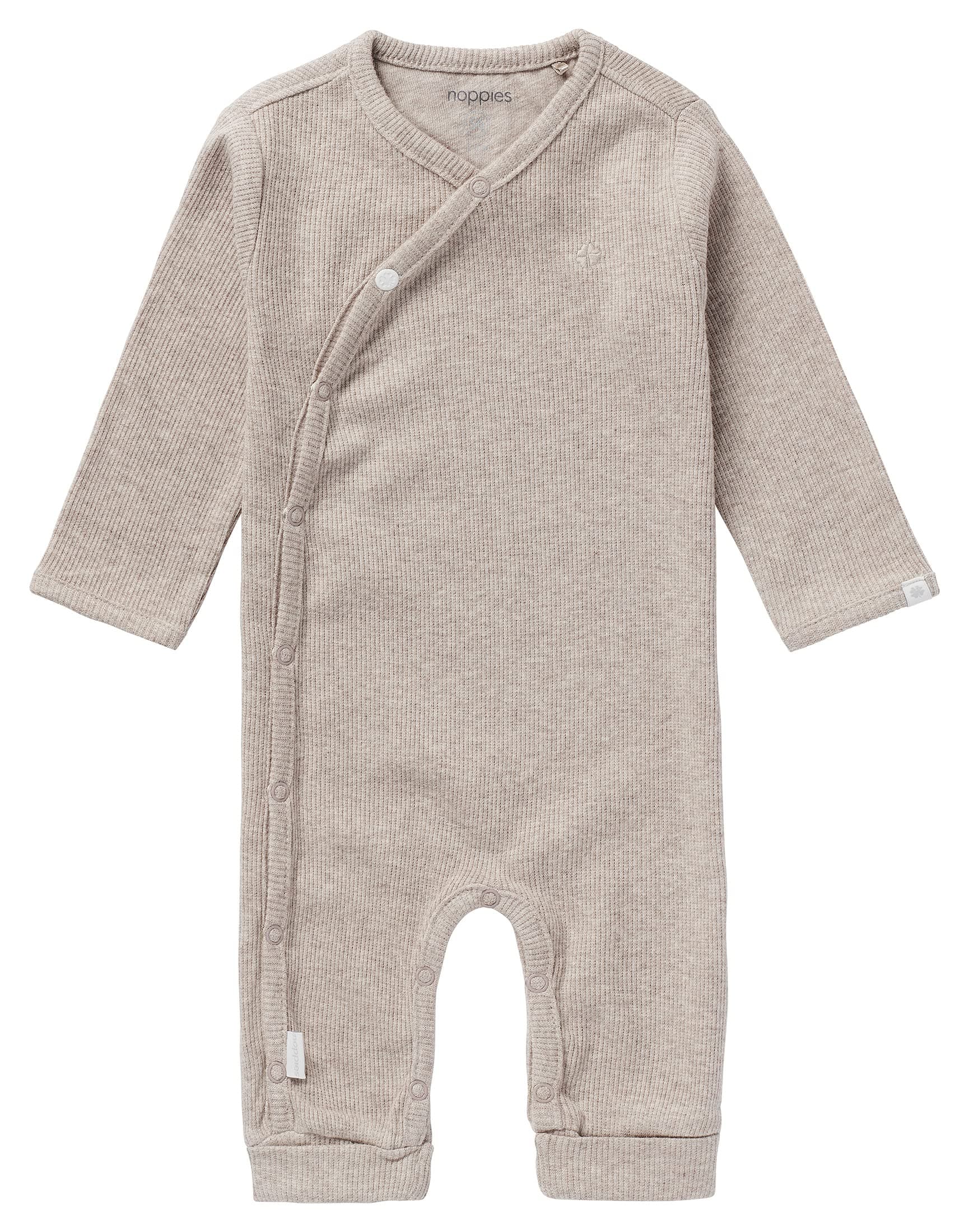 👶👕 Noppies Unisex Baby U Playsuit Ls Rib Nevis Kleinkind-Strampelanzug 50 Taupe Melange - P757 Angebot!