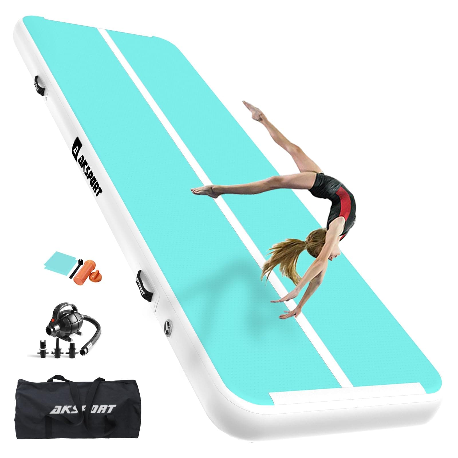AKSPORT Air Matte Track Tumbling Matte,3/4/5/6m Aufblasbare Gymnastikmatte