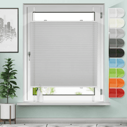 🌟 Plissee ohne Bohren Klemmfix Plissees Hellgrau B100 x H90 cm Faltrollo Plisseerollo Jalousien Rollos für Fenster ohne Bohren 🌞 Sichtschutz und Sonnenschutz