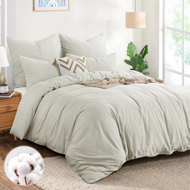 🛌 Aisbo Bettwäsche 220x240 Baumwolle Beige - Bettwäsche-Sets Bettbezug 220x240 3teilig mit 2 Kissenbezüge 80x80 cm